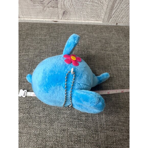 Blue Plush Elephant Keychain Flower Design & Polka Dot Ears for Backpack or Keys - Picture 7 of 8